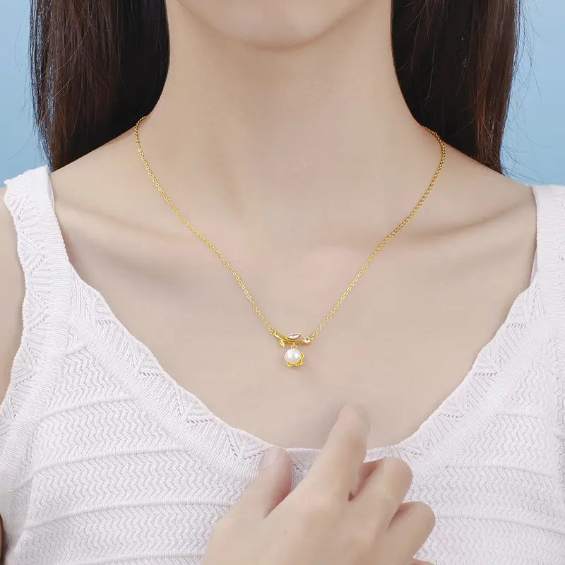 2022 Pearl Leaf Petals Necklace for Women - Image 2