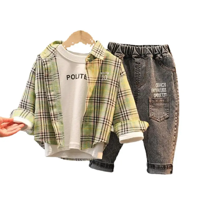 Girls Plaid Shirt & Jeans Set for Kids 1-4 Years - Image 6