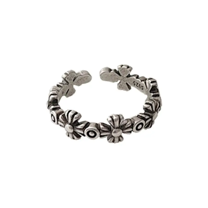 925 Silver Open Ring with Floral Design - Image 6