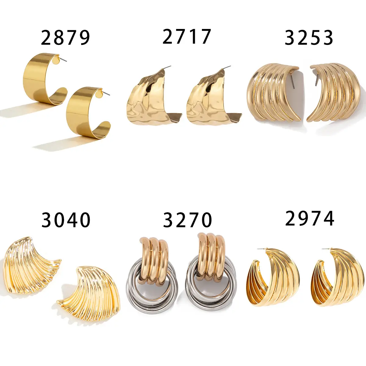 Silver Folded Earrings for Women, Cold Wind Metal, Geometric Stripe Design - Image 8