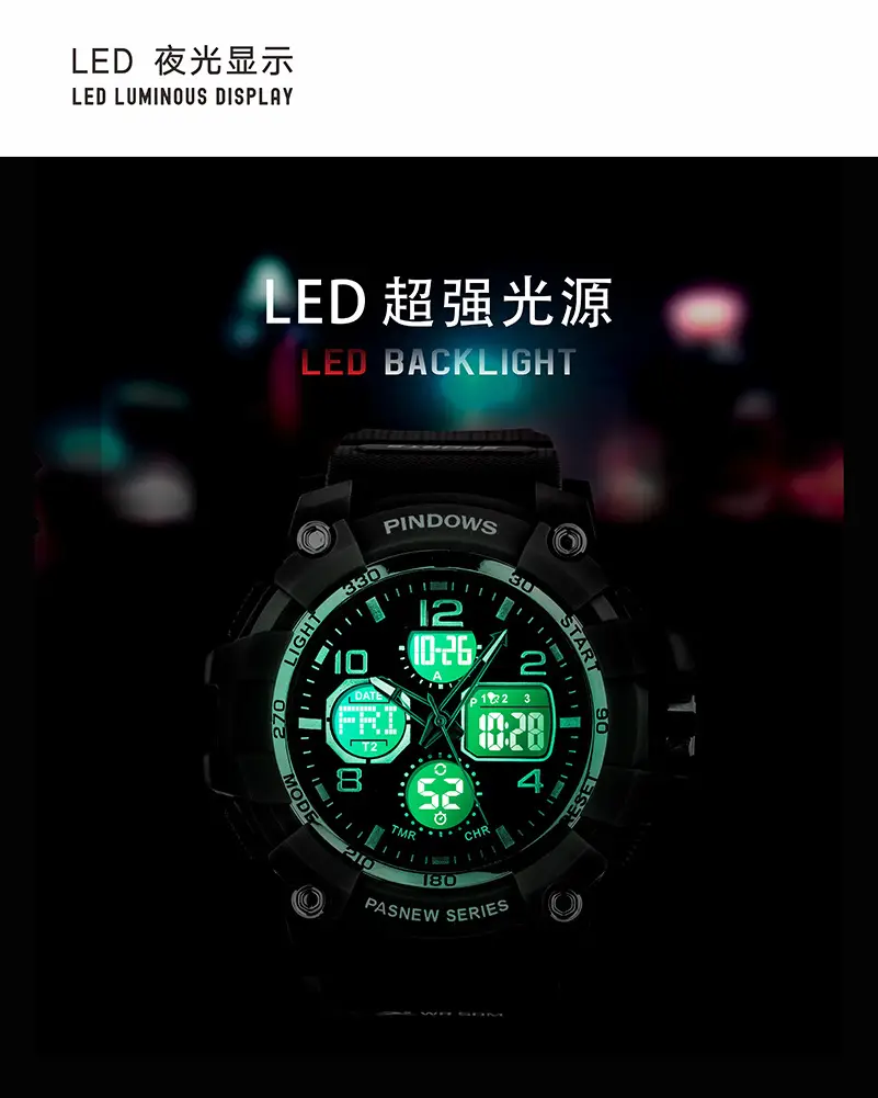 LED Backlight Waterproof Men's Digital Watch — feature 6