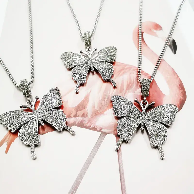 Full Diamond Butterfly Necklace for Women Men - Image 6