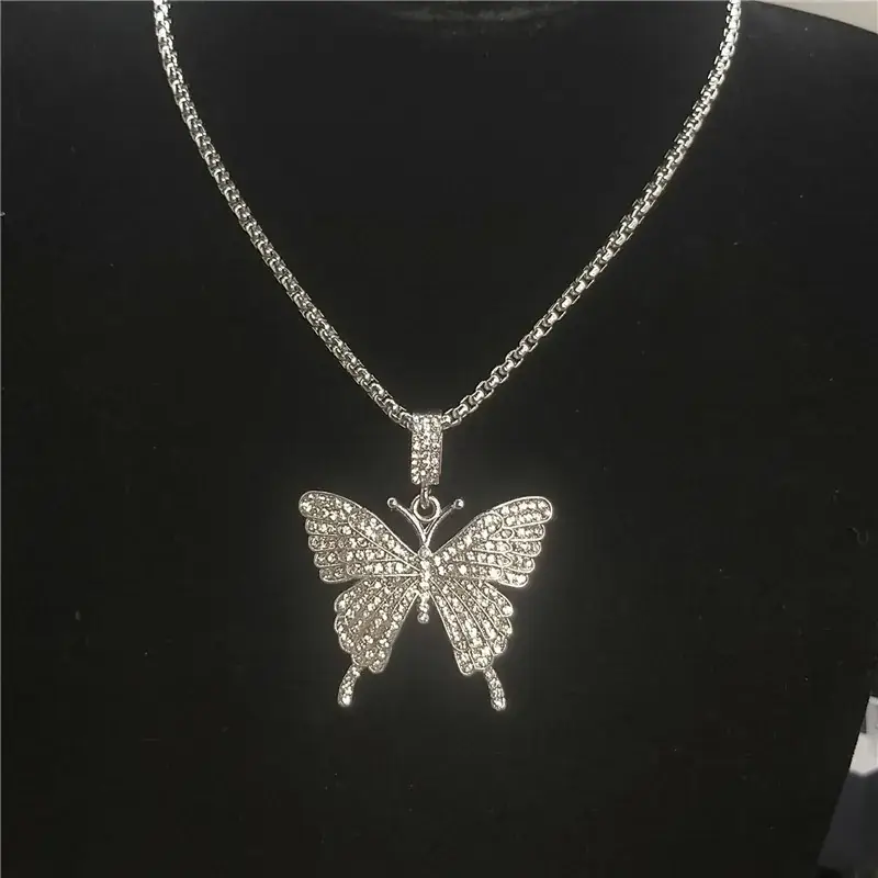 Full Diamond Butterfly Necklace for Women Men - Image 2