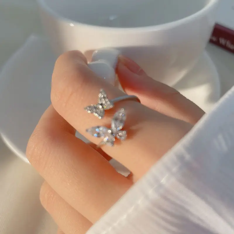 Female Butterfly Flash Diamond Ring with Zircon Micro-Ins - Image 3