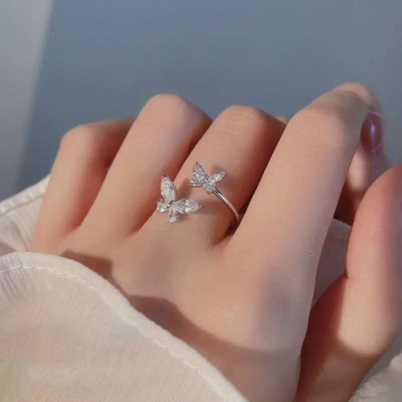 Female Butterfly Flash Diamond Ring with Zircon Micro-Ins - Image 4