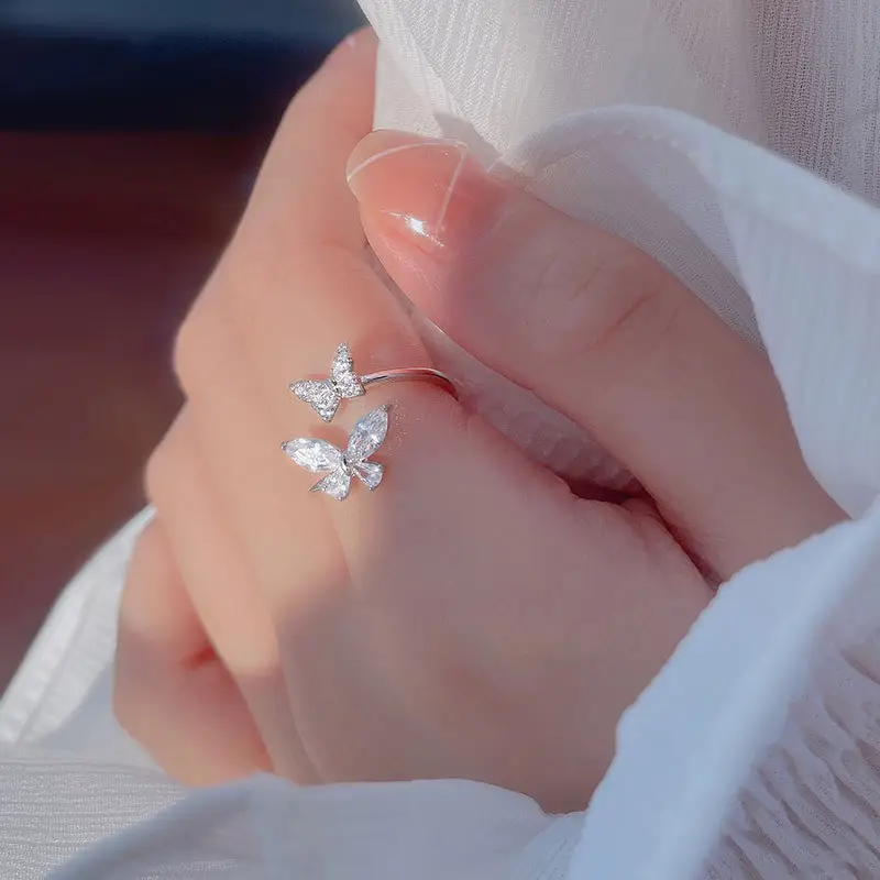 Female Butterfly Flash Diamond Ring with Zircon Micro-Ins - Image 5