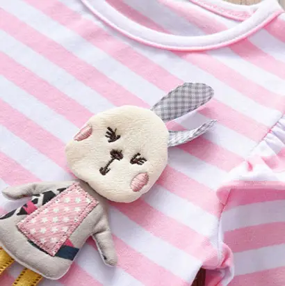 Girls Pink Striped Long Sleeve T-Shirt with Bear Print - Image 5