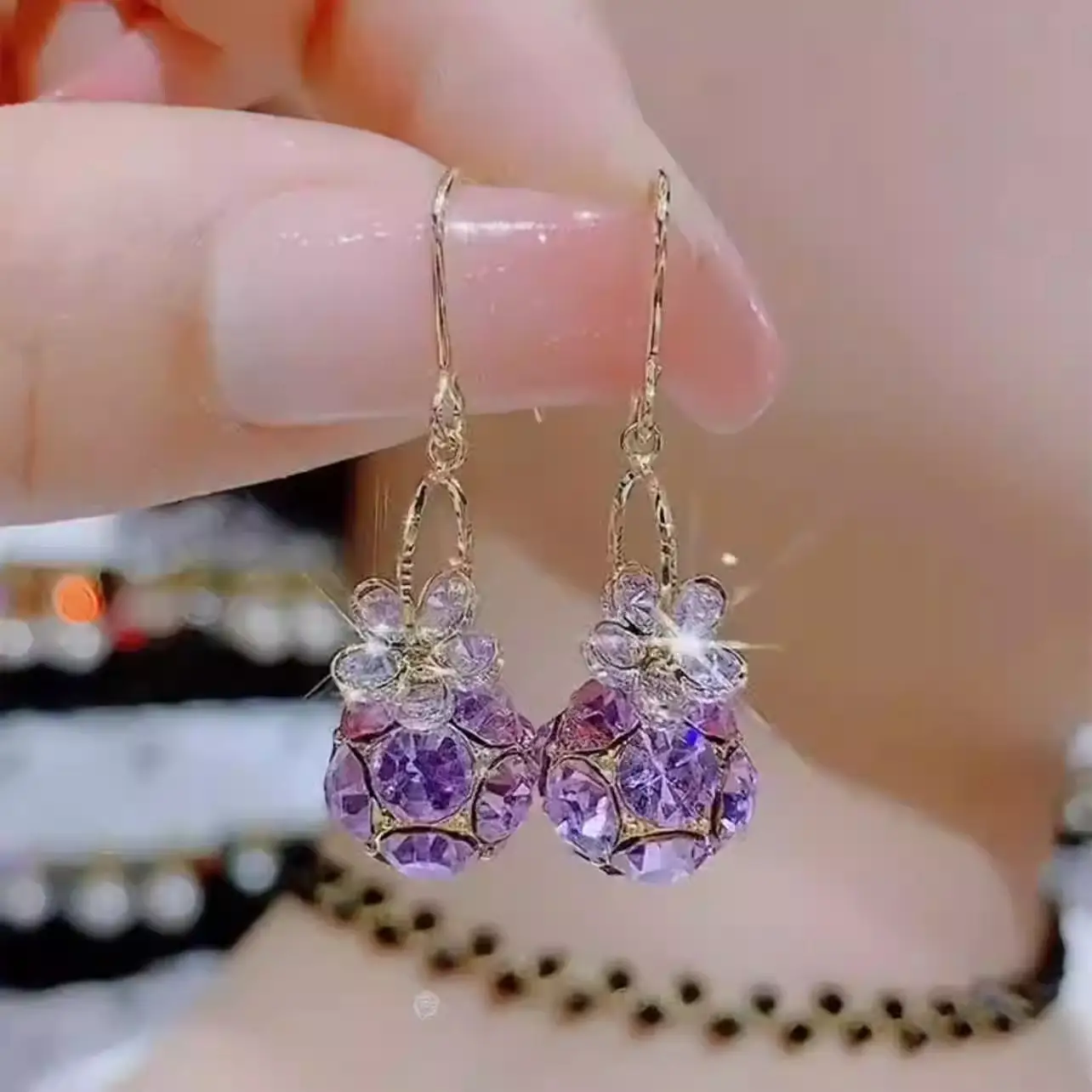 New Zircon Flower Earrings for Women