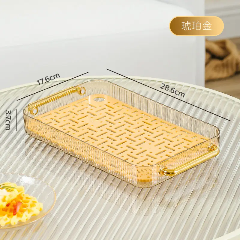 Rectangular Tea Tray with Glass Cups & Light