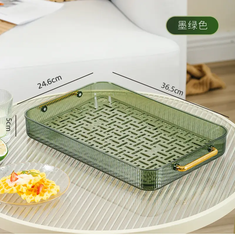 Rectangular Tea Tray with Glass Cups & Light