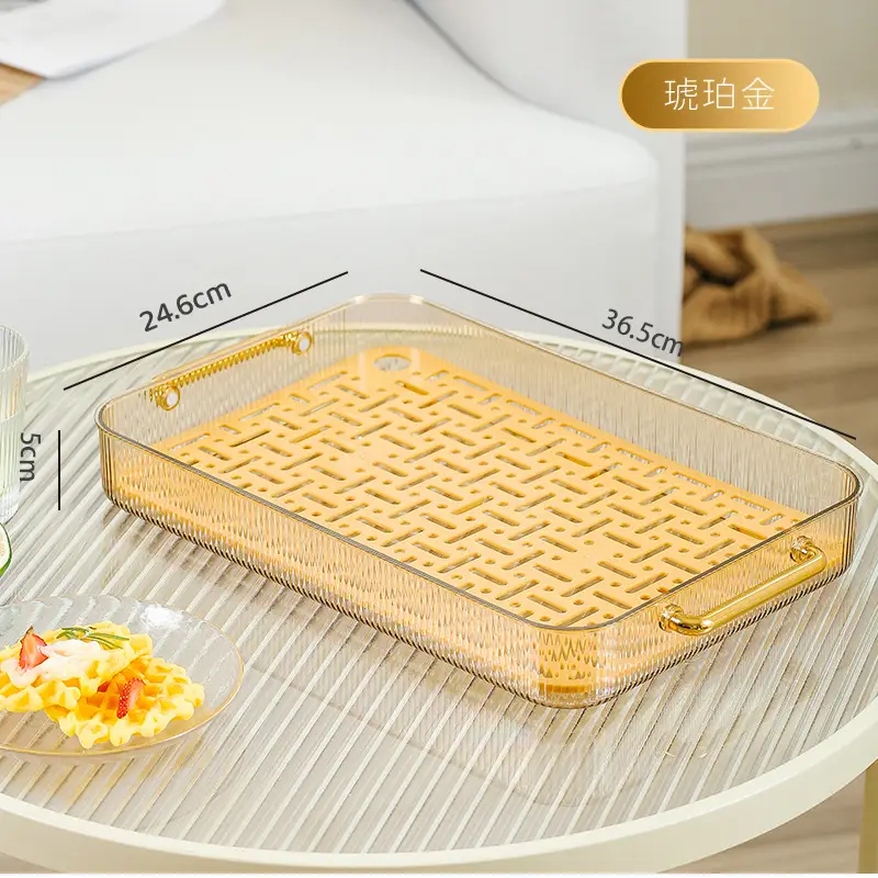 Rectangular Tea Tray with Glass Cups & Light