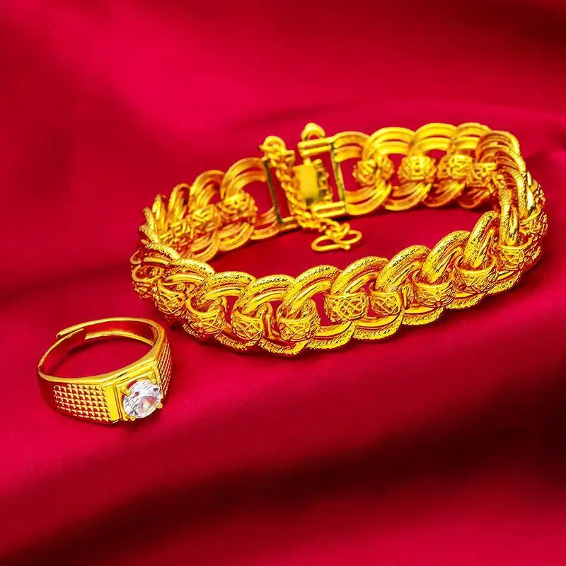 Vietnam Gold Brass Bracelet for Men 24k Classic Design