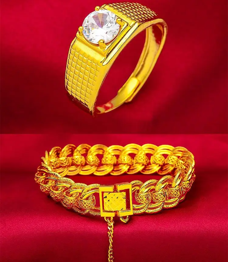 Vietnam Gold Brass Bracelet for Men 24k Classic Design — feature 5