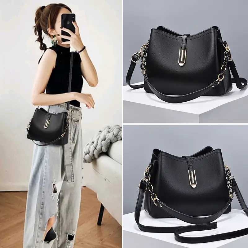 Women's Black Satchel Crossbody Bag 2025 New Fashion - Image 12