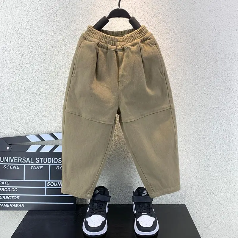 Children's 3-Piece Autumn Long Sleeve Shirt Set Brown White Pants - Image 3