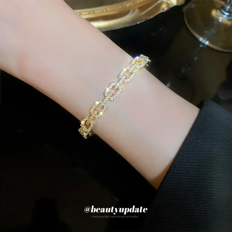 Real Gold Zircon Chain Bracelet Dongdaemun New - Image 3