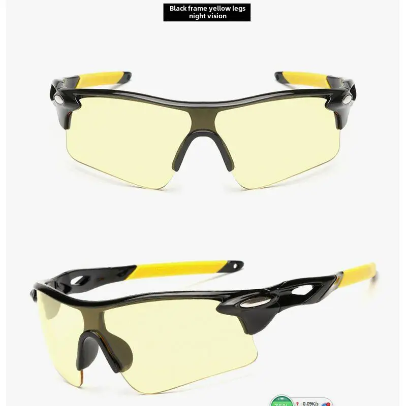 Men Women Cycling Sunglasses Black Yellow Clear Lens - Image 11