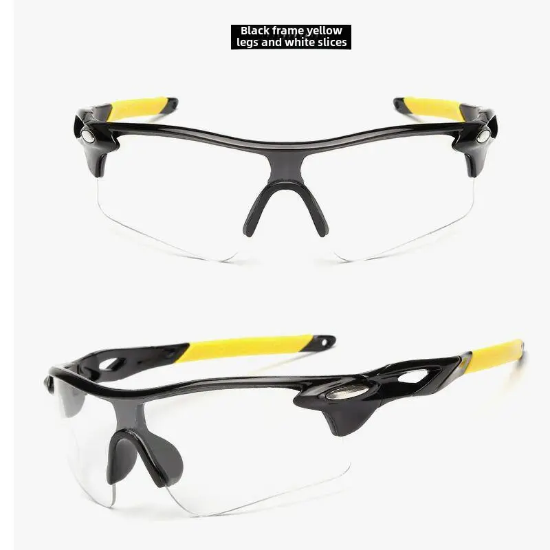 Men Women Cycling Sunglasses Black Yellow Clear Lens - Image 8