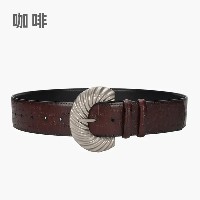 Green Vintage Belt with White Buckle for Women - Image 4