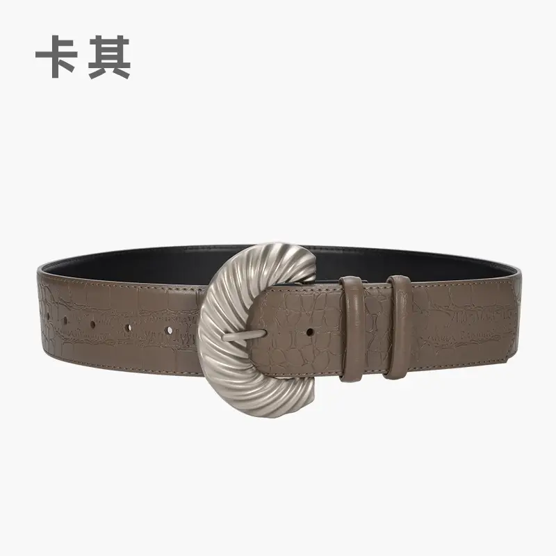 Green Vintage Belt with White Buckle for Women - Image 5