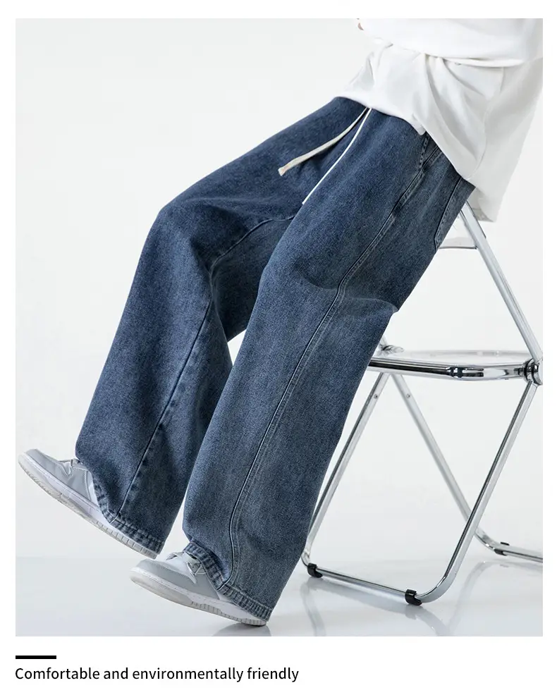 Muqiu Men Fleece-Lined Wide Leg Jeans Blue Grey Washed — feature 11
