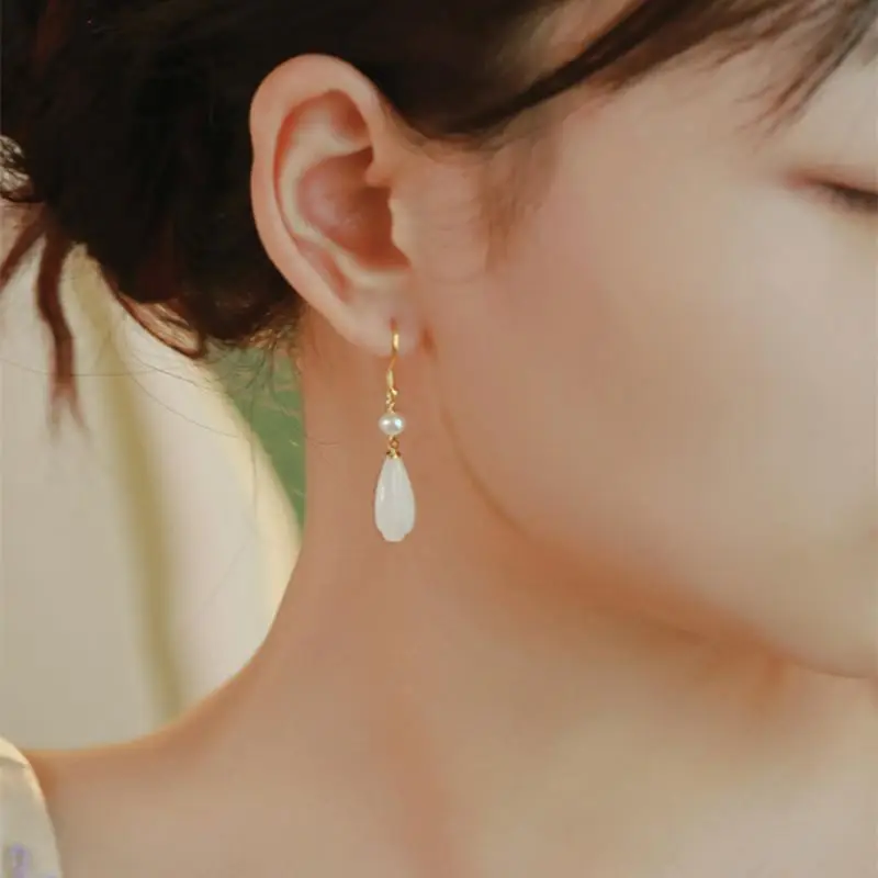 Magnolia Jade Earrings Women Elegant 2022 Summer