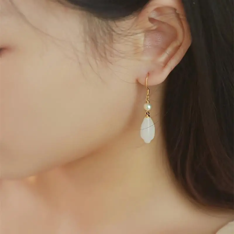 Magnolia Jade Earrings Women Elegant 2022 Summer