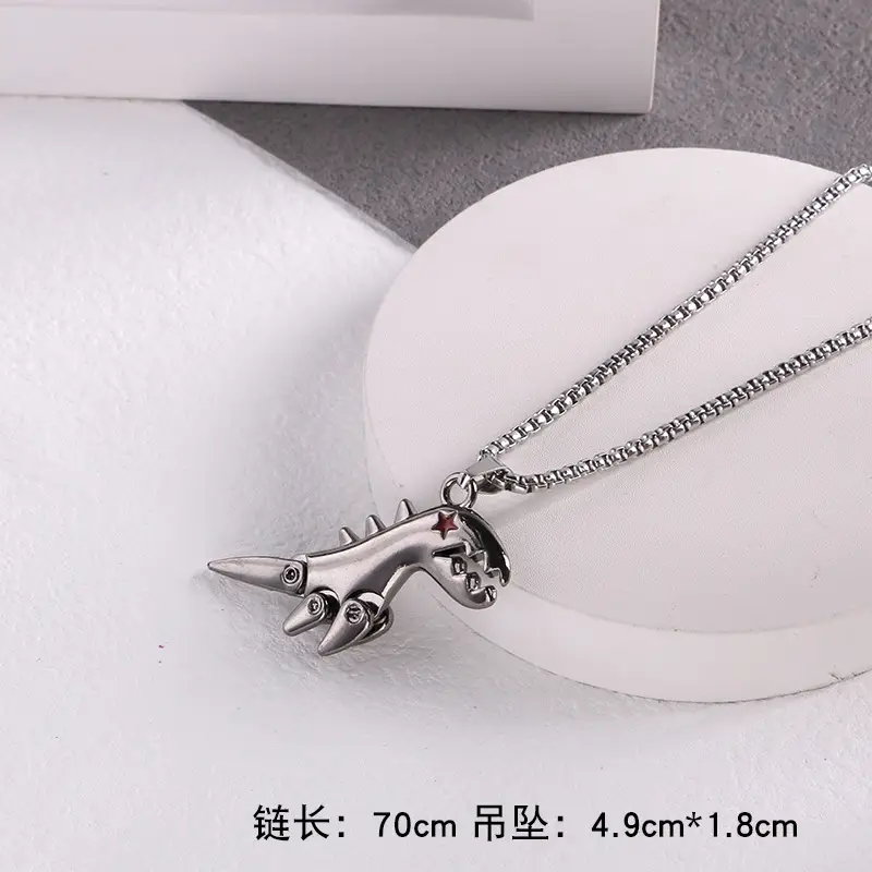 Titanium Dinosaur Movable Necklace for Men - Image 3