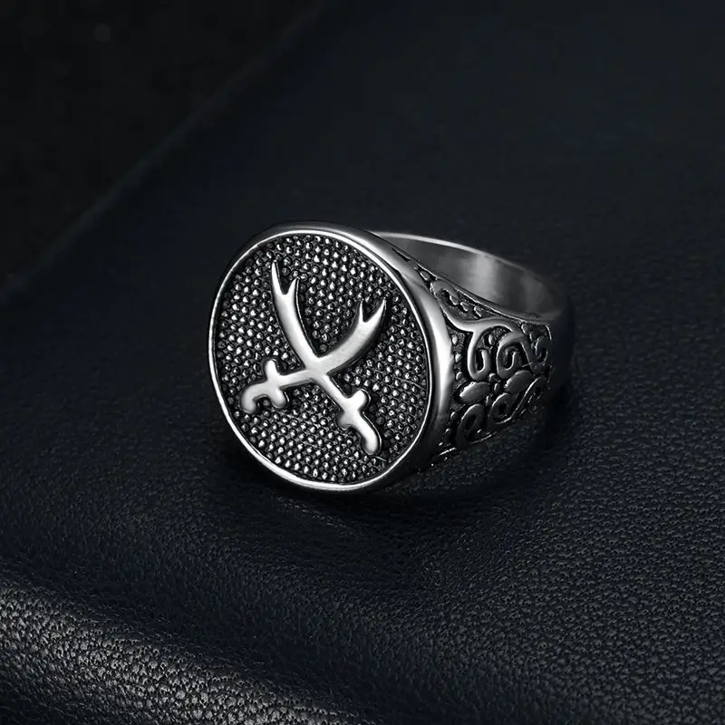 Men's Arabic Cross Stainless Steel Ring Silver - Image 3