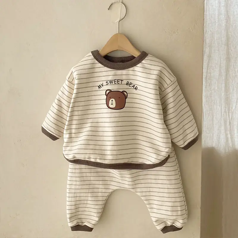 Baby Boomer Sweater Set Cartoon Bear Cream Spring Autumn