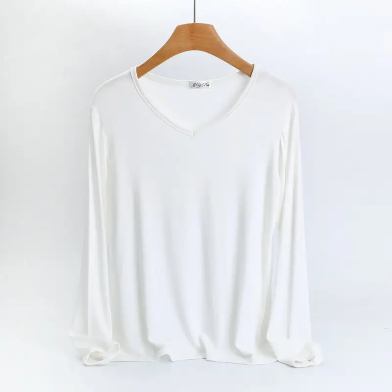 Women's V-Neck Long Sleeve T-Shirt Blue Plus Size - Image 10