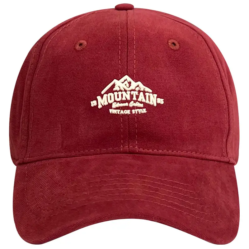 Japanese Style Letter Wine Red Peaked Cap