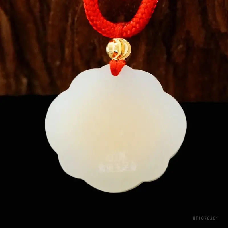 Jade Pendant with Gold Inlay Peace Symbol