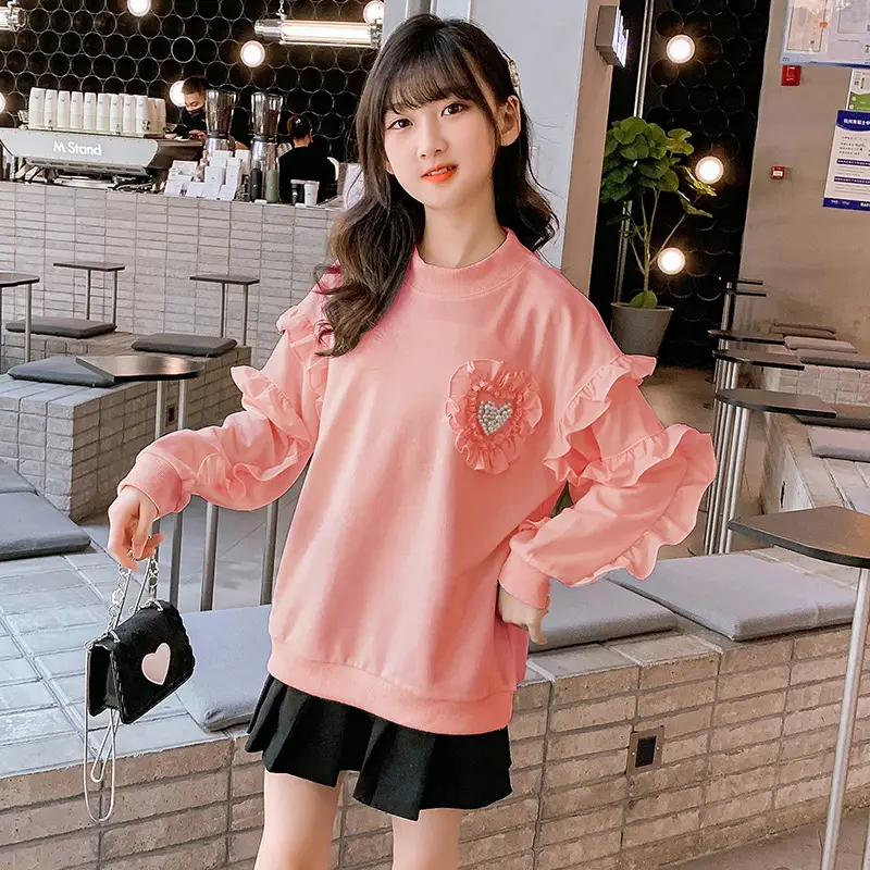 Girls Cotton Sweatshirt Medium Large Princess Lace - Image 6