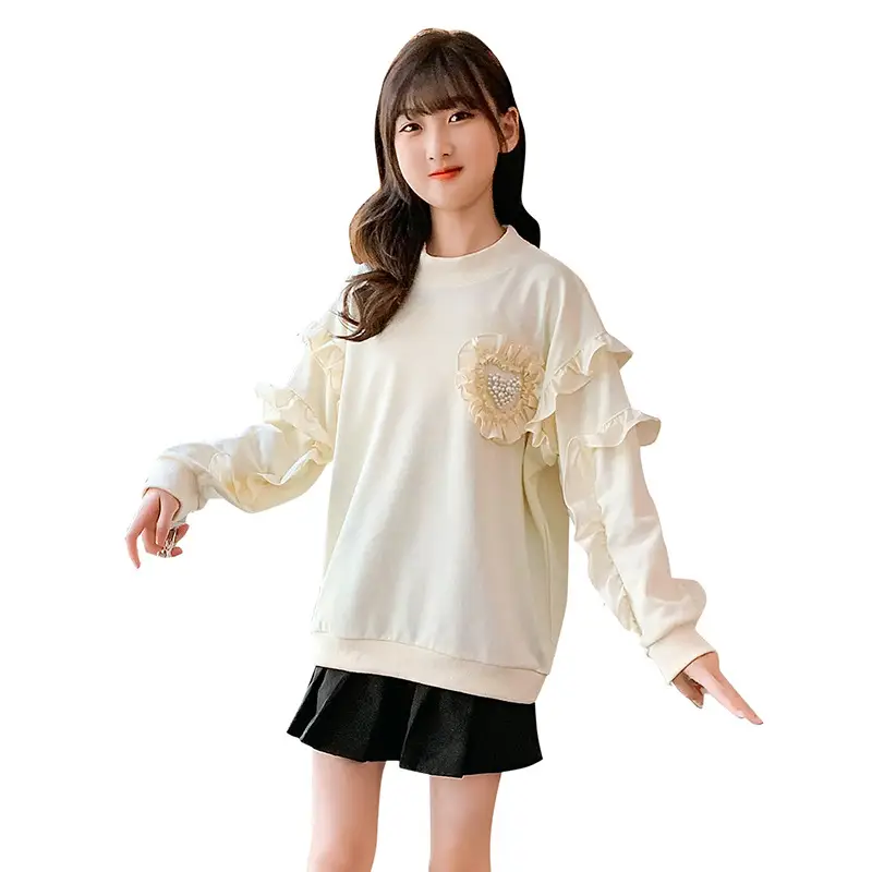 Girls Cotton Sweatshirt Medium Large Princess Lace - Image 7