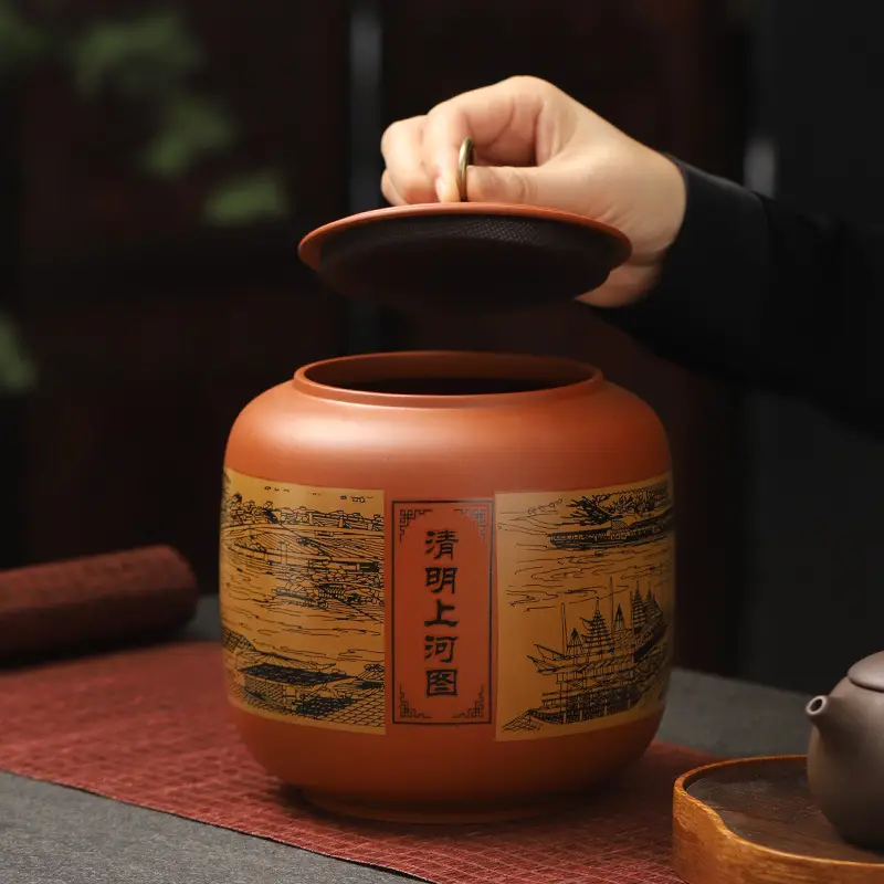 Ceramic Tea Canister Purple Clay Storage Jar 0.5kg - Image 8