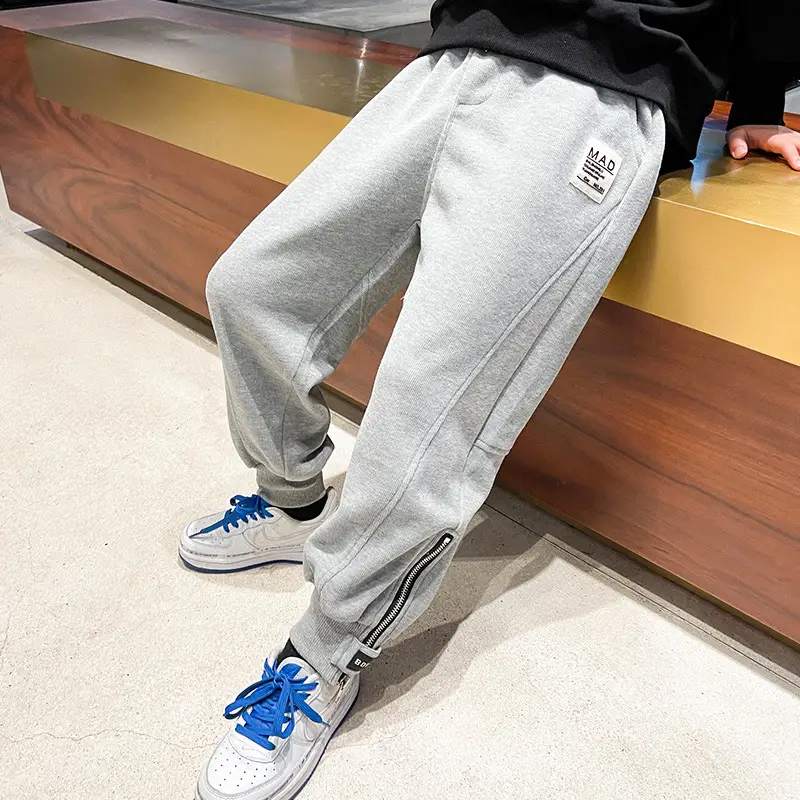 Boys Fleece Sweatpants Grey Track Pants Winter Casual - Image 6