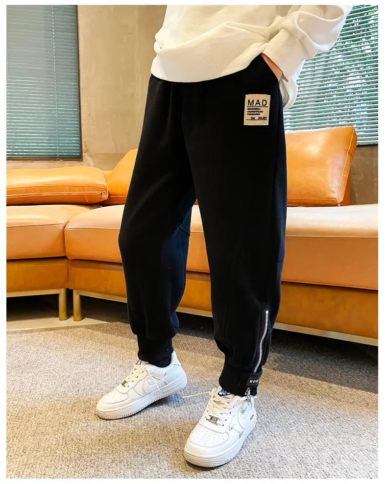 Boys Fleece Sweatpants Grey Track Pants Winter Casual - Image 2