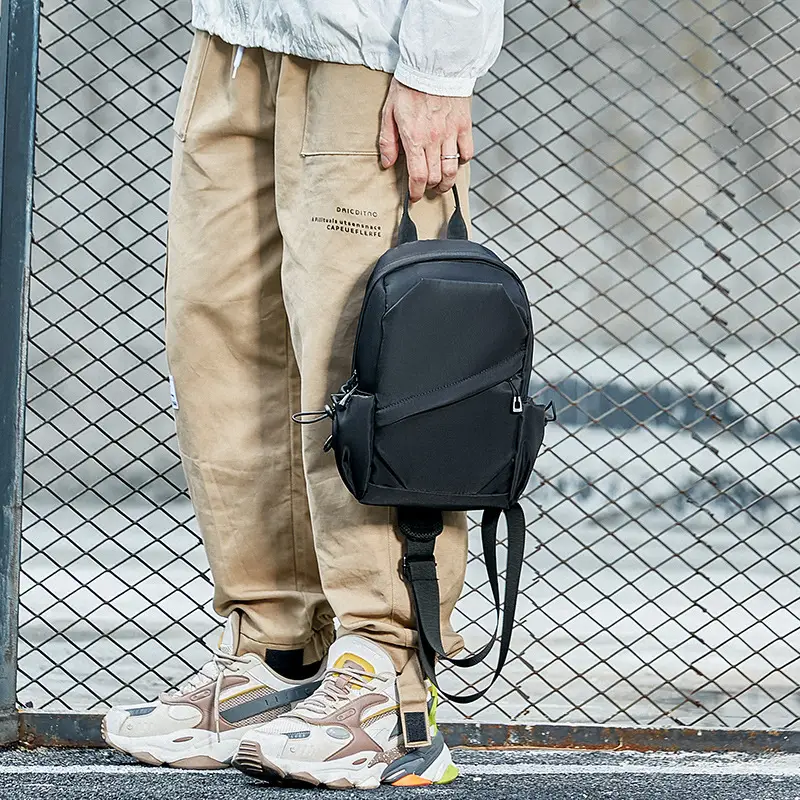 Men's Black Messenger Bag with Hoodie Jacket