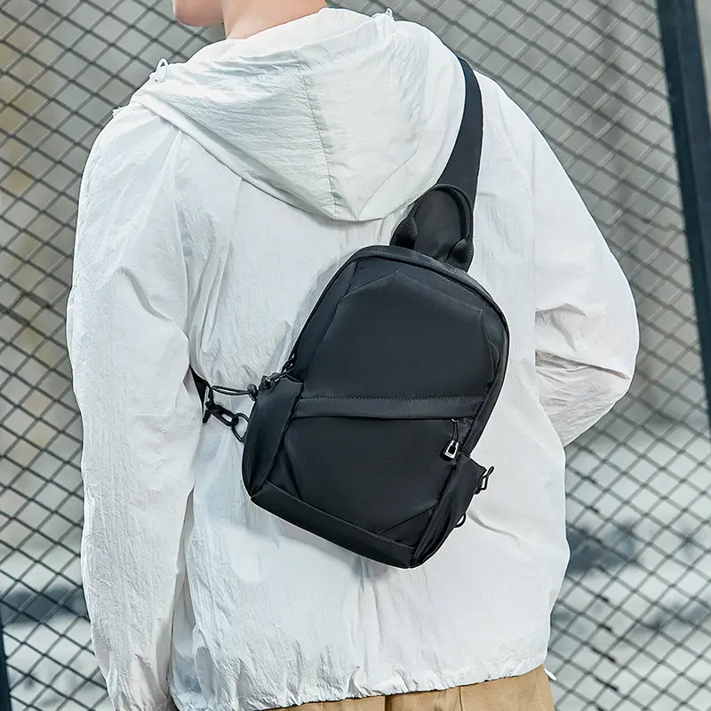 Men's Black Messenger Bag with Hoodie Jacket