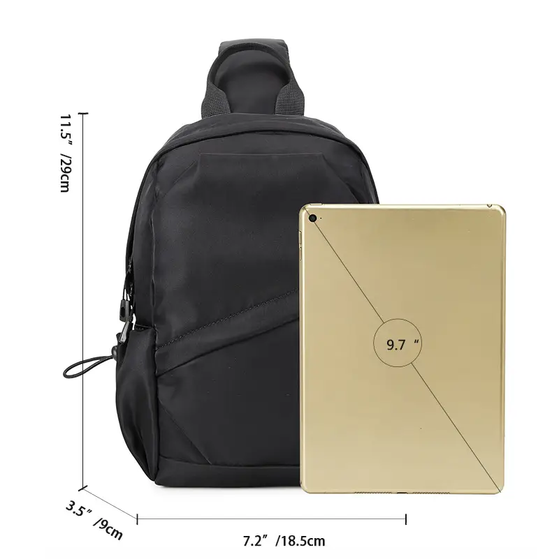 Men's Black Messenger Bag with Hoodie Jacket