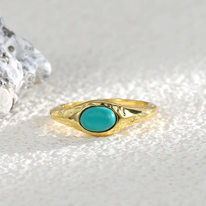 Turquoise Oval Ring for Women's Fashionable Finger Ring - Image 5