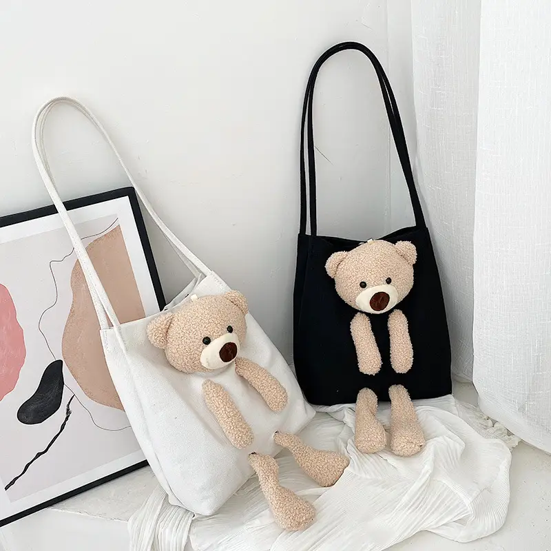 Cute Bear Crossbody Bag for Girls Black - Image 4