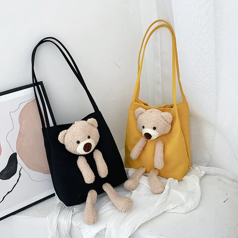 Cute Bear Crossbody Bag for Girls Black - Image 6