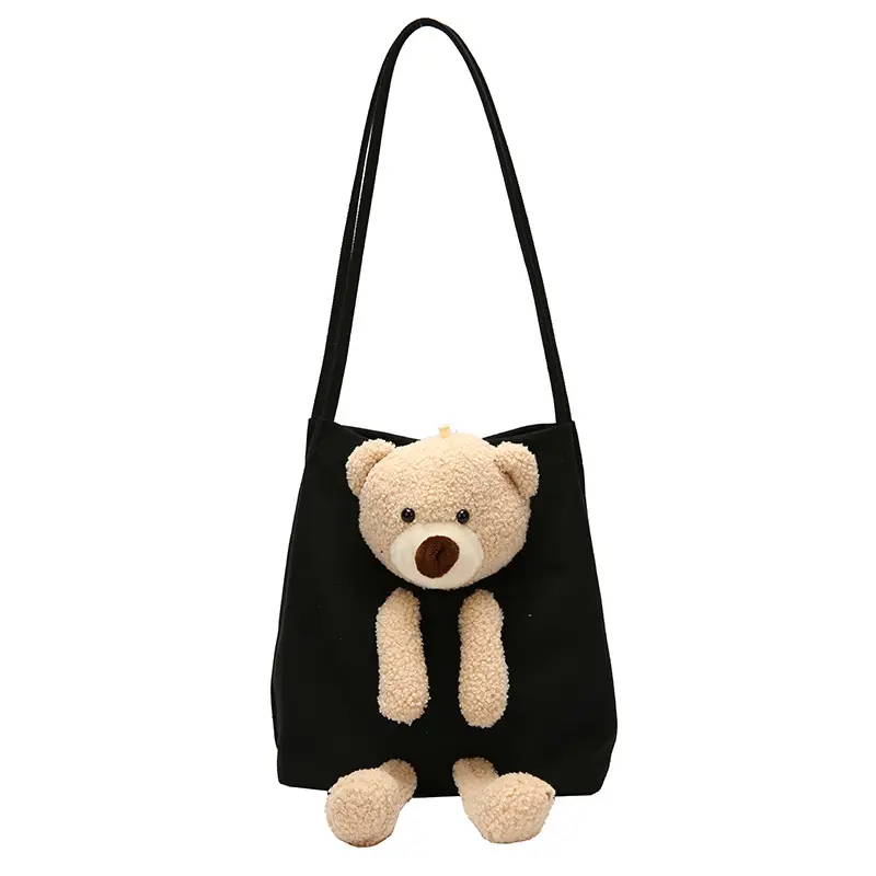 Cute Bear Crossbody Bag for Girls Black - Image 8