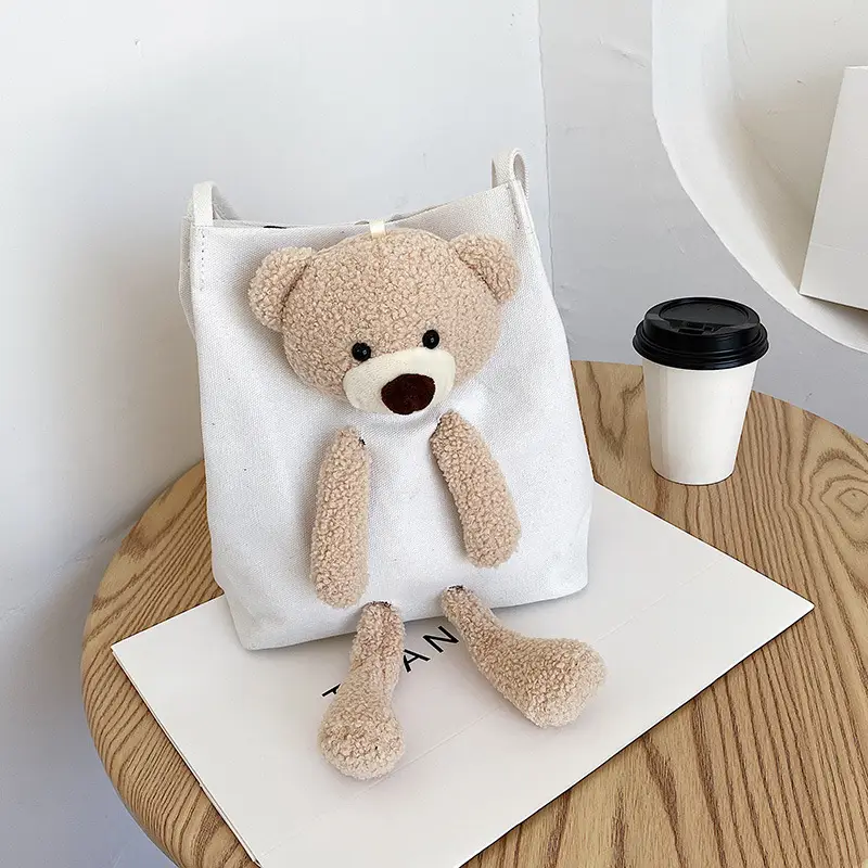 Cute Bear Crossbody Bag for Girls Black - Image 2