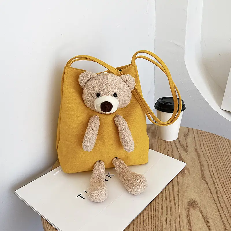 Cute Bear Crossbody Bag for Girls Black - Image 3
