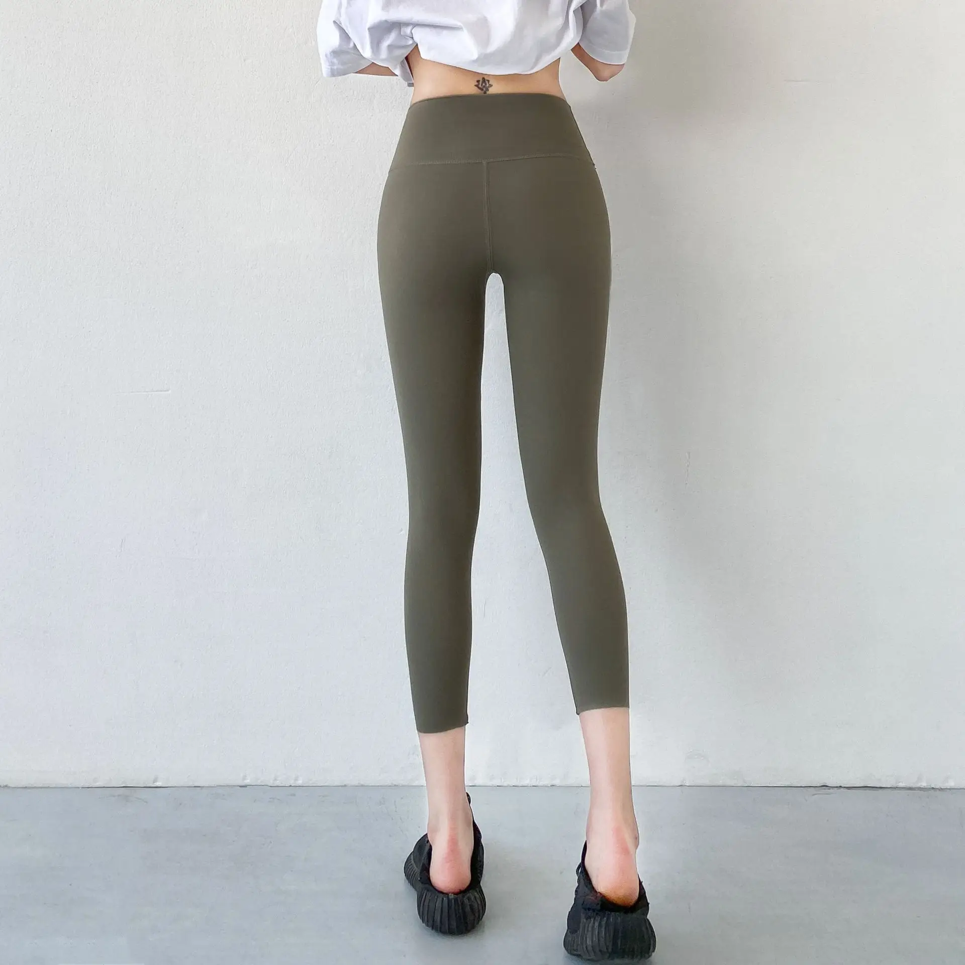 Women's Olive Green Shark Pants Summer Slim Fit Yoga Pants
