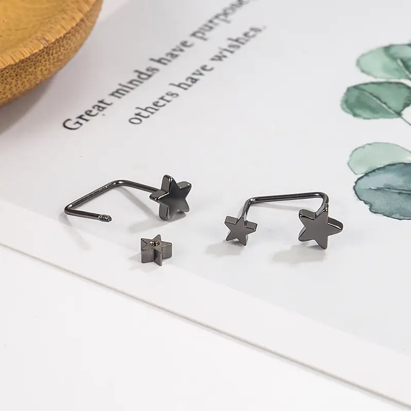 Black Screw Earrings for Women Dark Black Summer