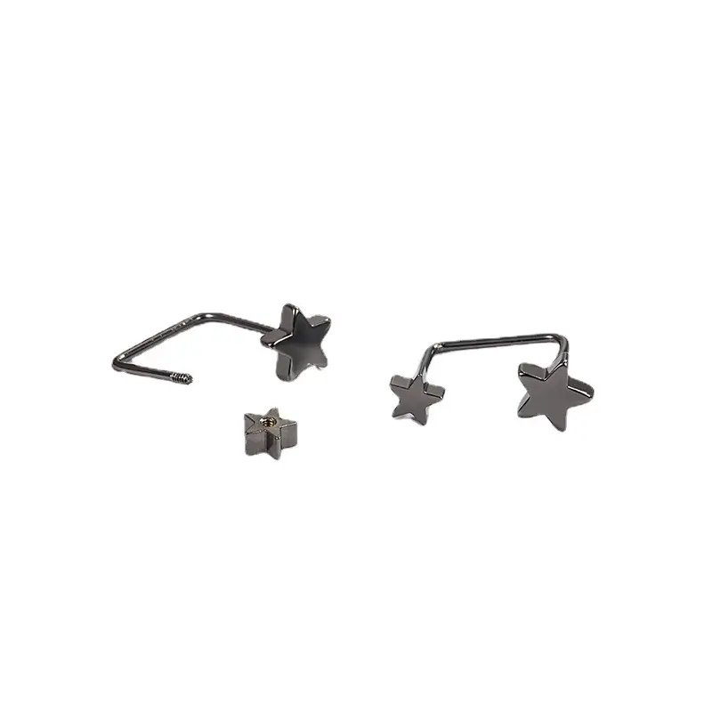 Black Screw Earrings for Women Dark Black Summer